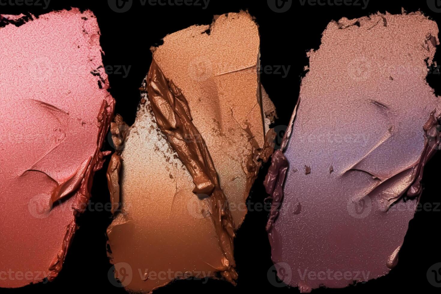 Beauty make-up product smudge, smear or sample texture as abstract makeup cosmetics background, crushed cosmetic products, generative ai photo