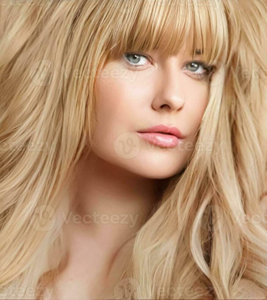 Hairstyle, beauty and hair care, beautiful blonde woman with long blond hair, glamour portrait for hair salon and haircare photo