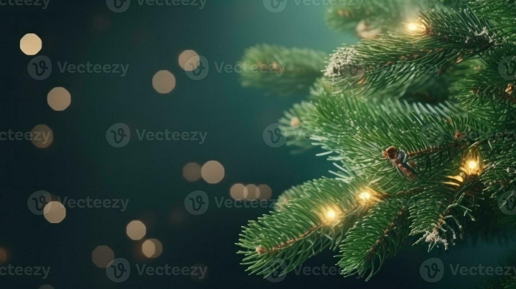 Christmas green fir branch with lights photo