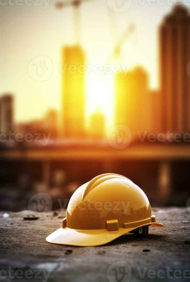 Construction equipment hat and helmet photo