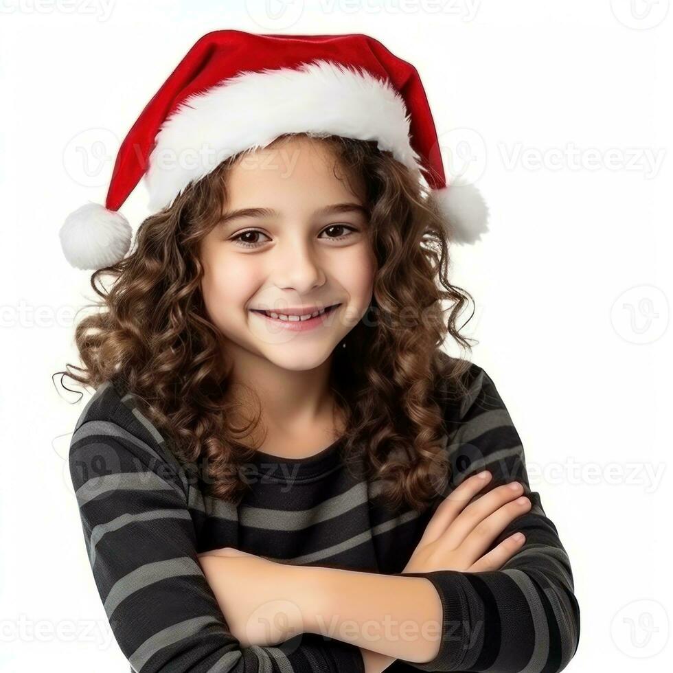 Beautiful girl in Santa's Cap photo