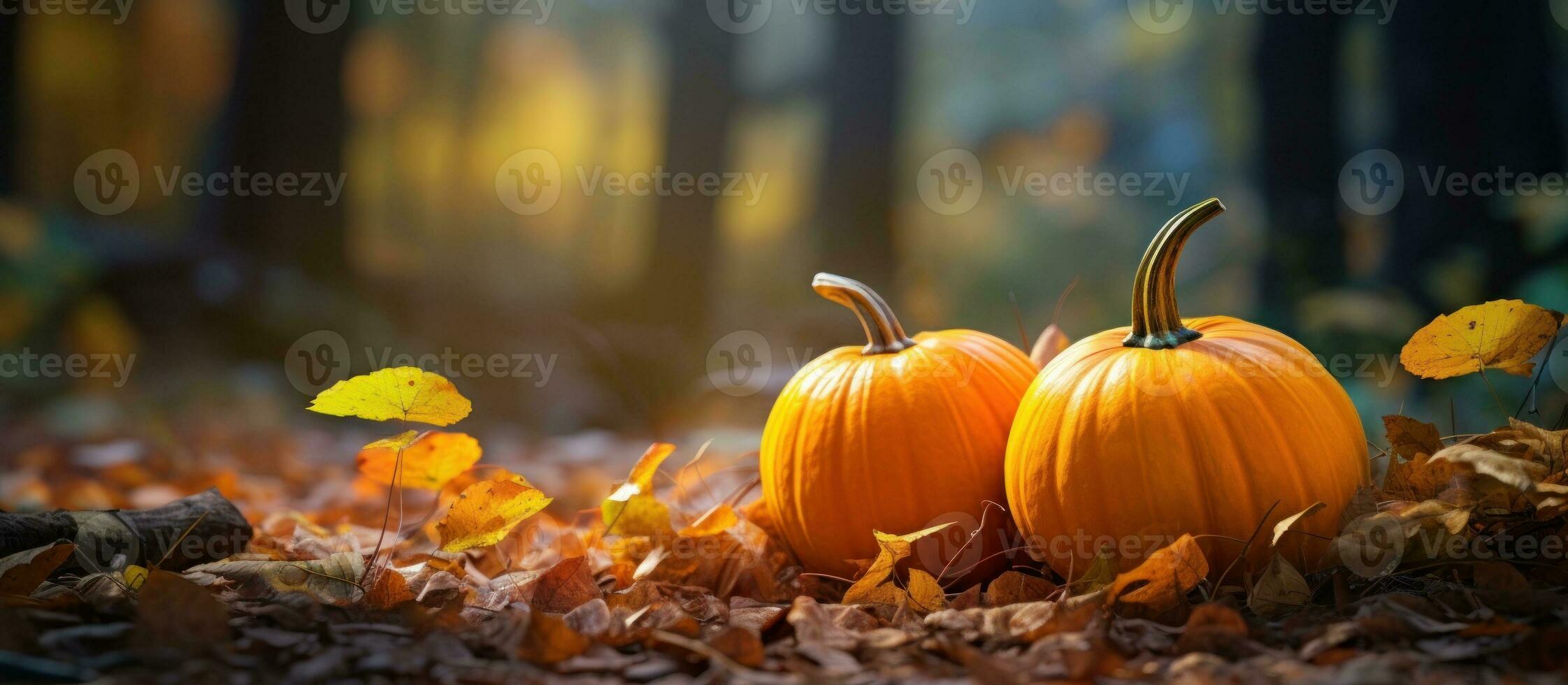 Autumn natural background with pumpkins photo