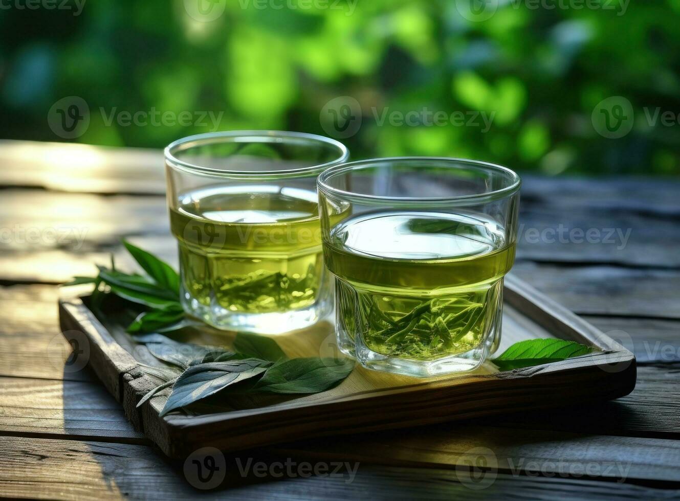 Green tea natural background photo