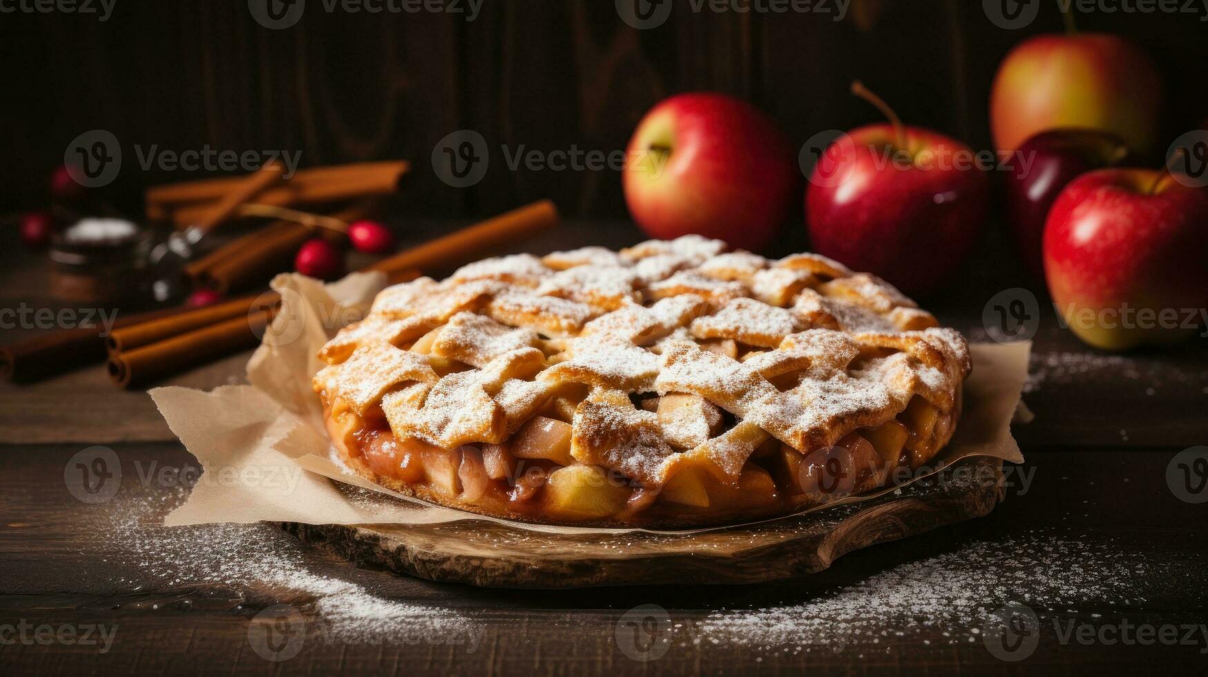 Apple pie in rustic background photo