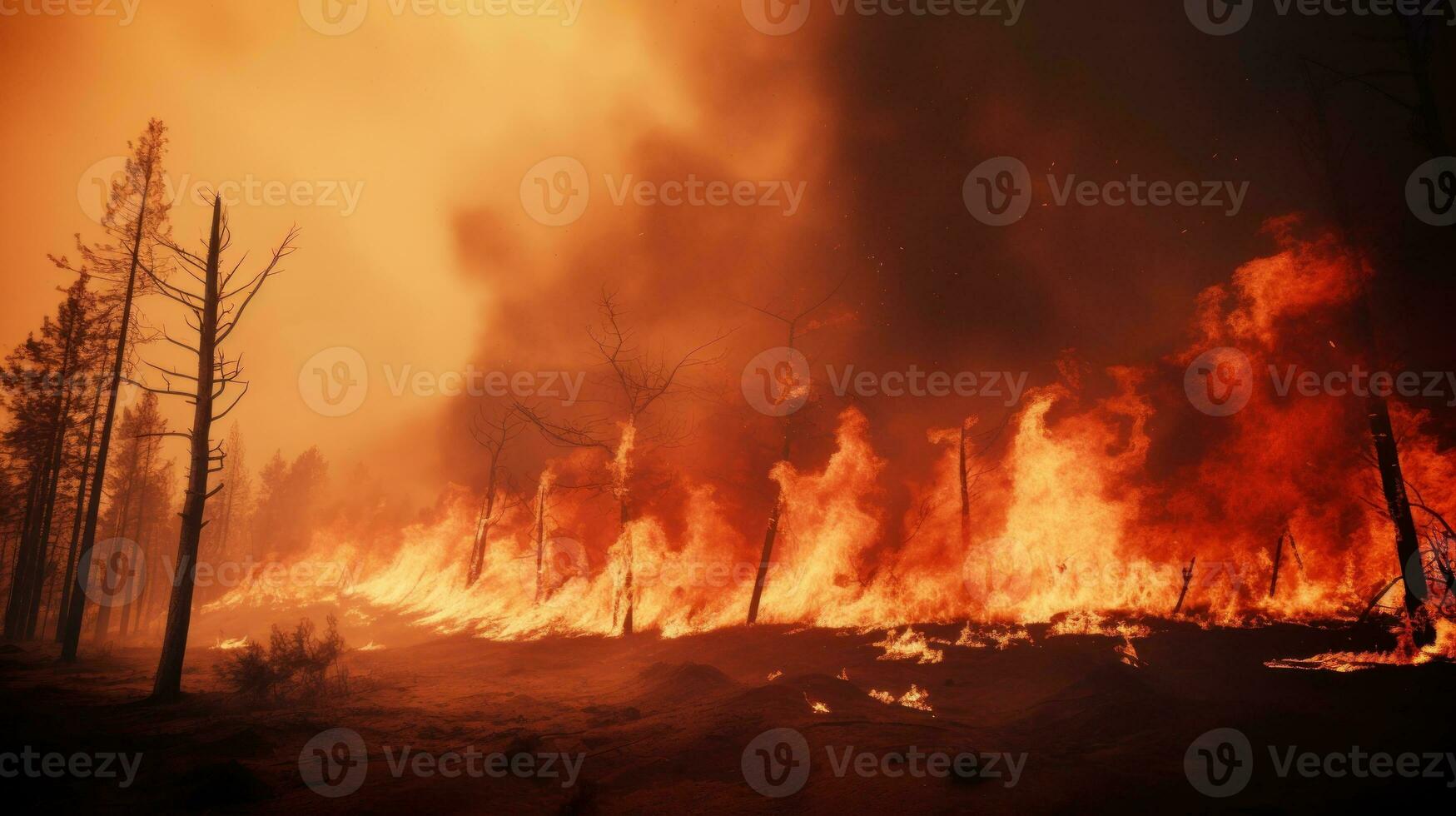 Forest fire background photo