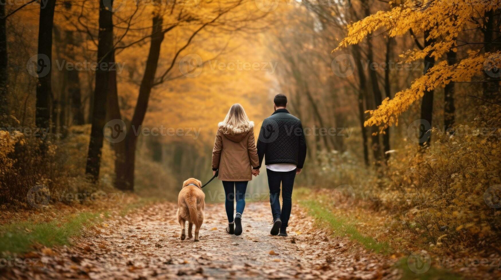 Happy family in part with dog photo
