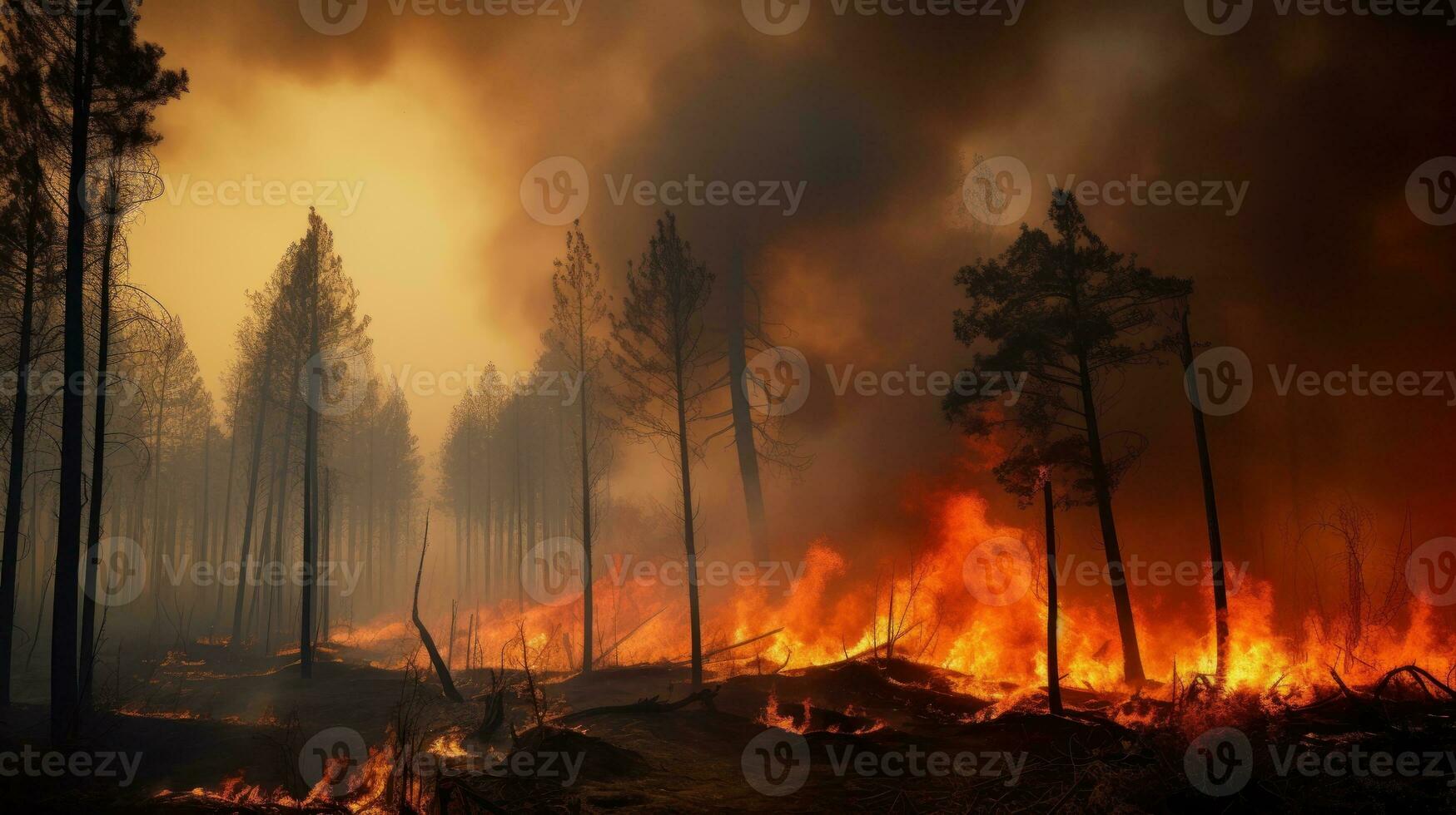 Forest fire background photo