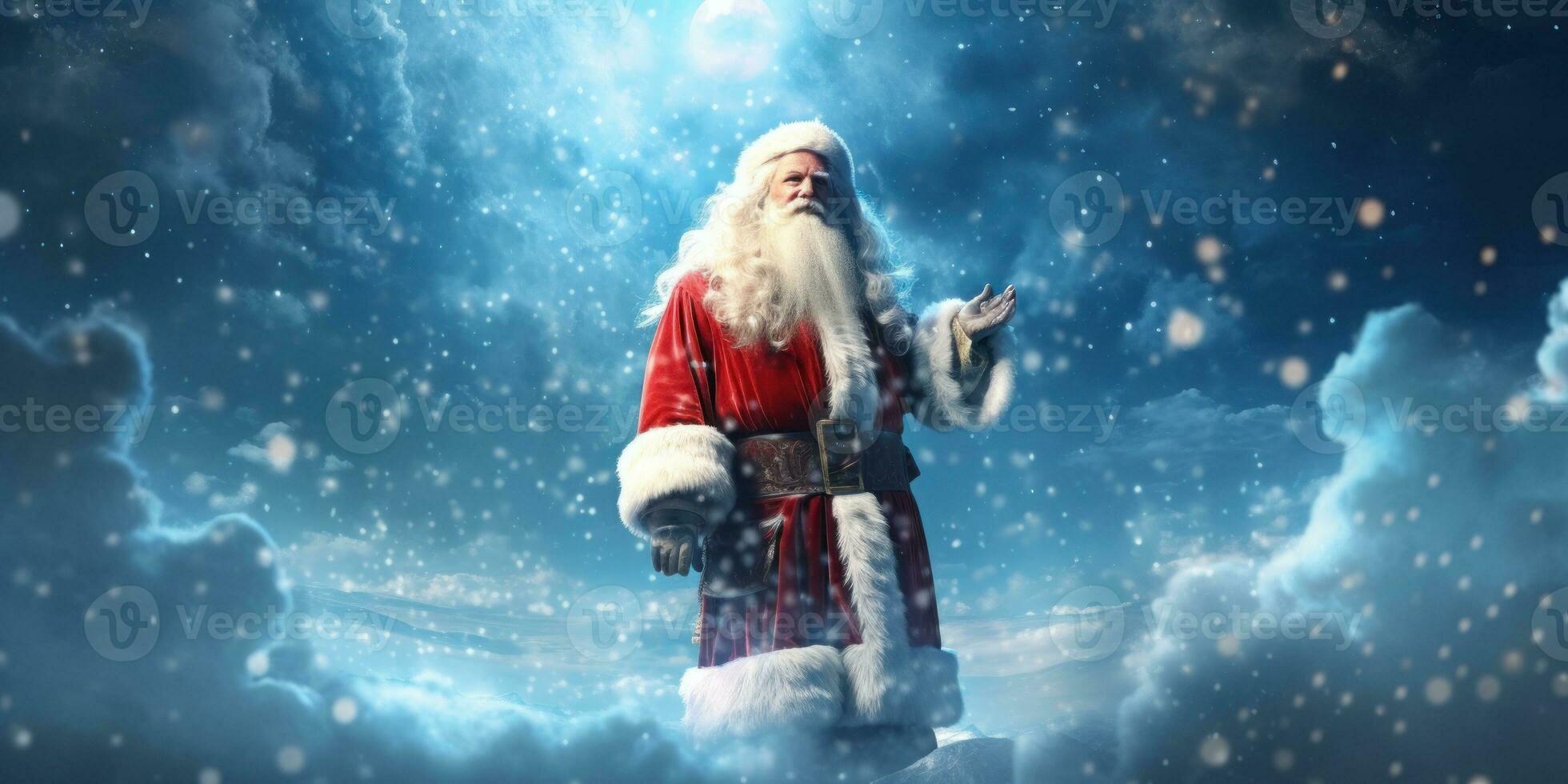 Santa Claus on blue background photo