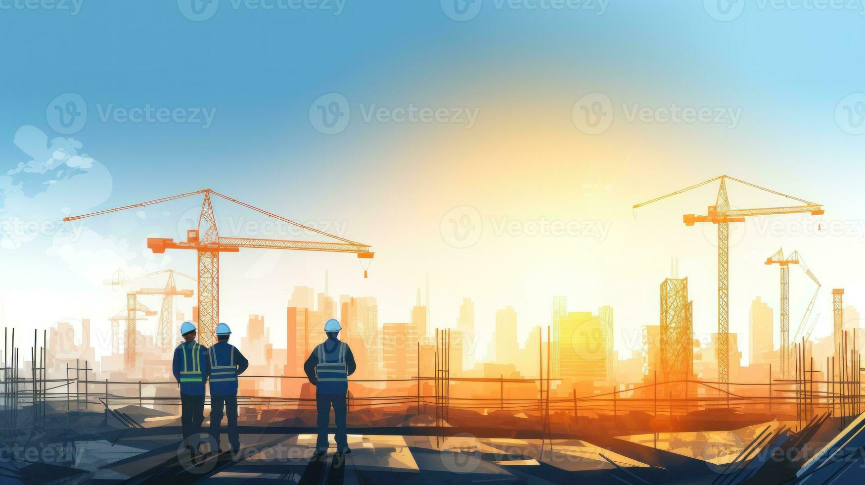 Engineers Constructing Industrial Background photo