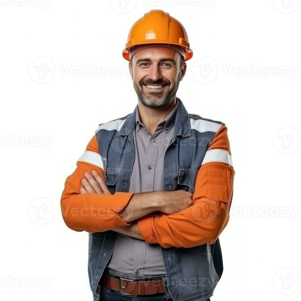 Attractive man in construction helmet photo