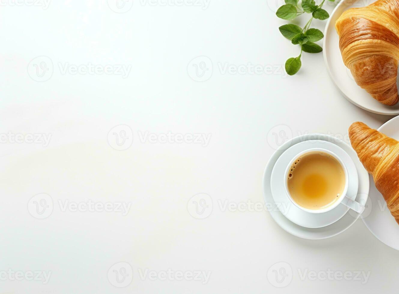 Breakfast with coffee and croissant photo