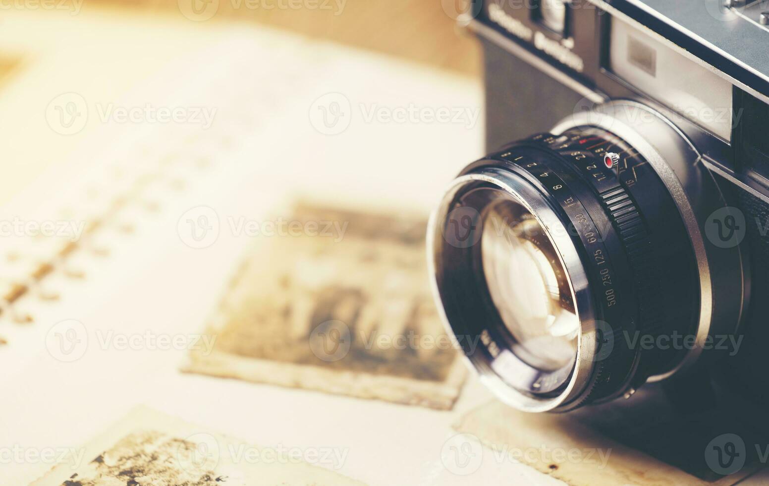 retro camera on the background of old photos