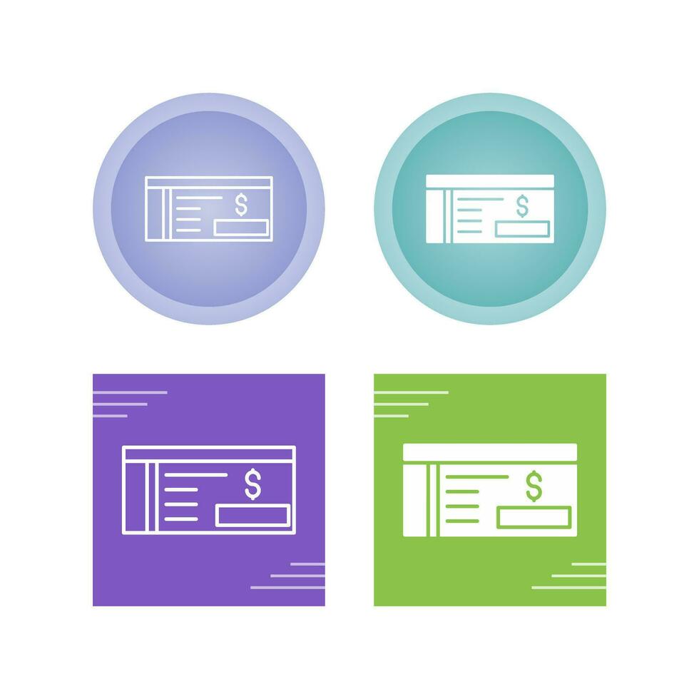 Bank Check Vector Icon