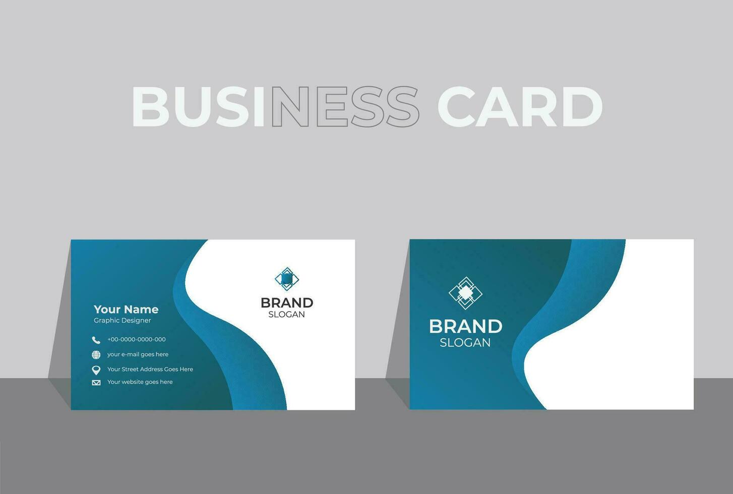 creativo moderno nombre tarjeta y negocio tarjeta. azul moderno creativo negocio tarjeta y nombre tarjeta, horizontal sencillo limpiar modelo vector diseño, diseño en rectángulo tamaño. azul degradado color diseño.