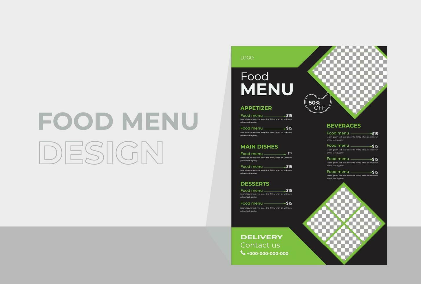 Vector template menu Restaurant Menu Layout. food menu design special food offer. Food Menu Elegant Design. Simple Restaurant Food Menu Layout.