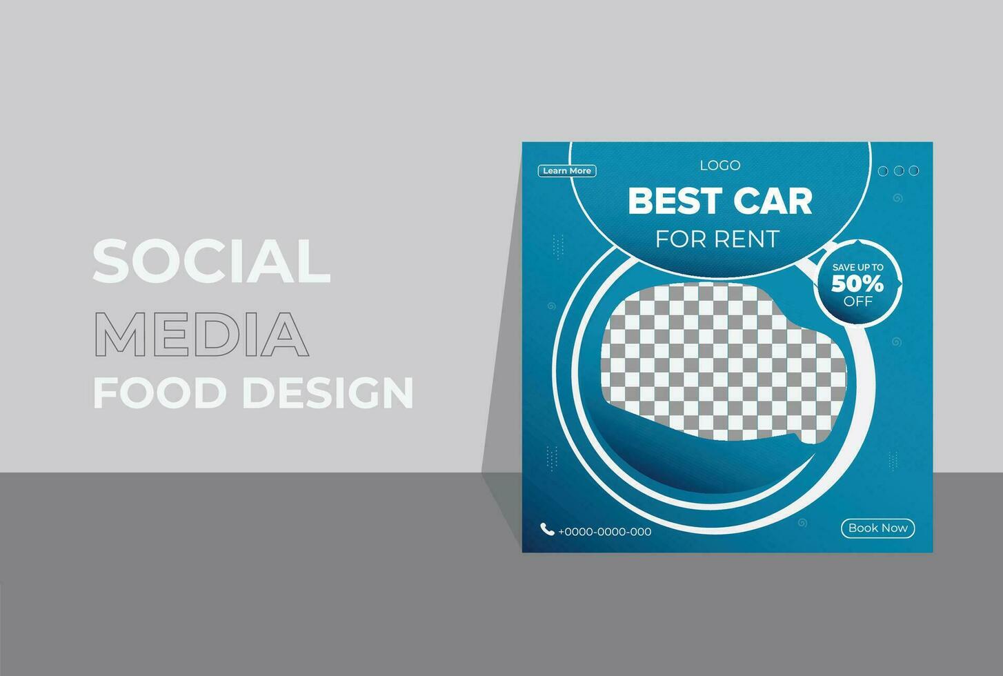 Creative modern Car Rent social media design.  simple clean template vector design, layout in square size. Blue gradient color design.