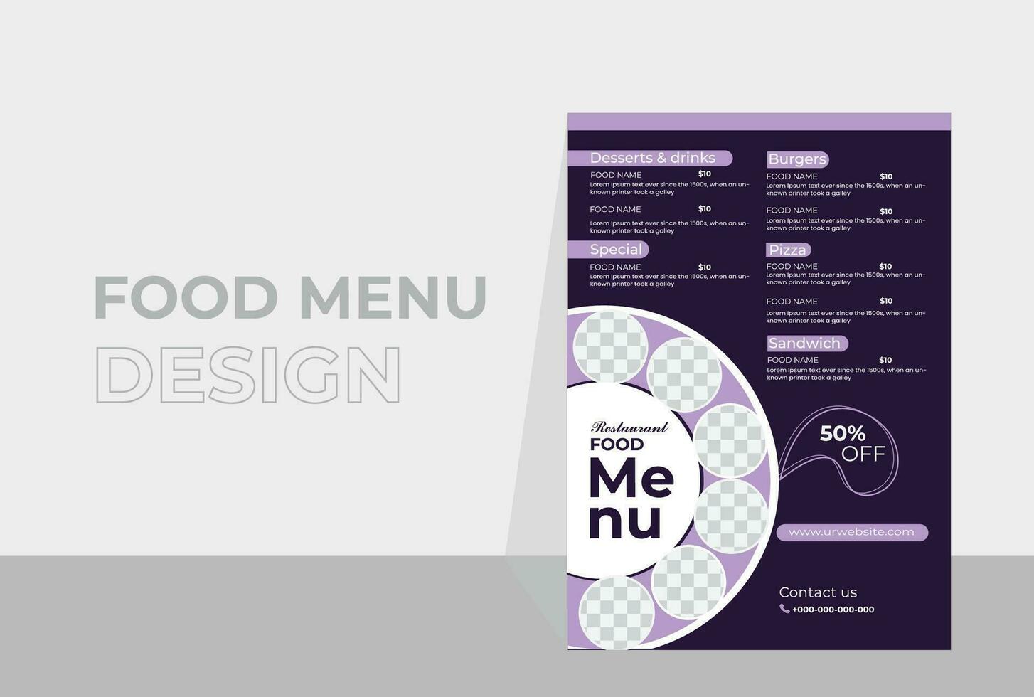 Restaurant menu design and vector brochure template. Modern Food Menu Design Layout. Clean Food Menu Design Layout