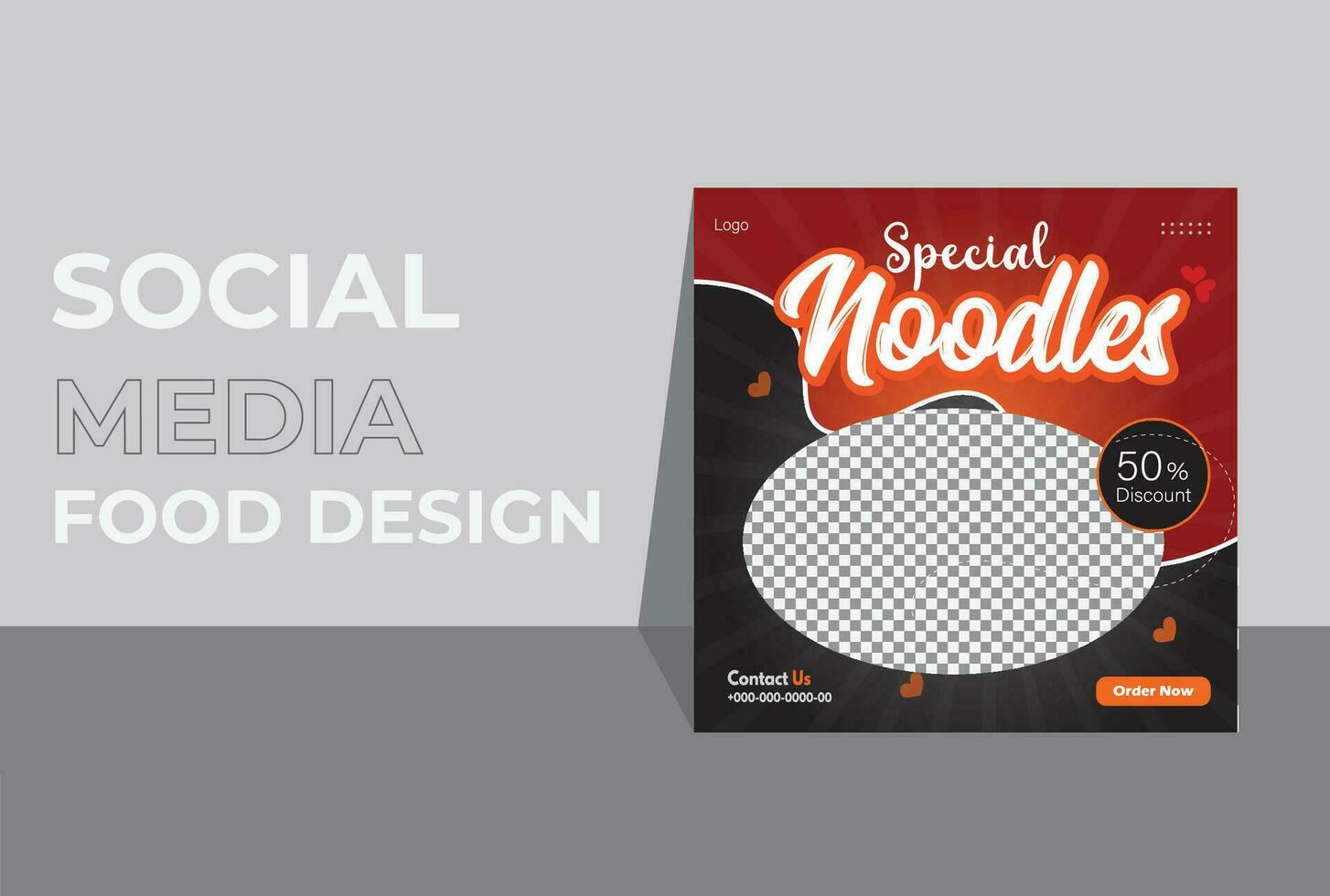 Restaurant food menu or noodles social media marketing web banner design modern illustration. Healthy fast noodles delicious social media promotion. vector