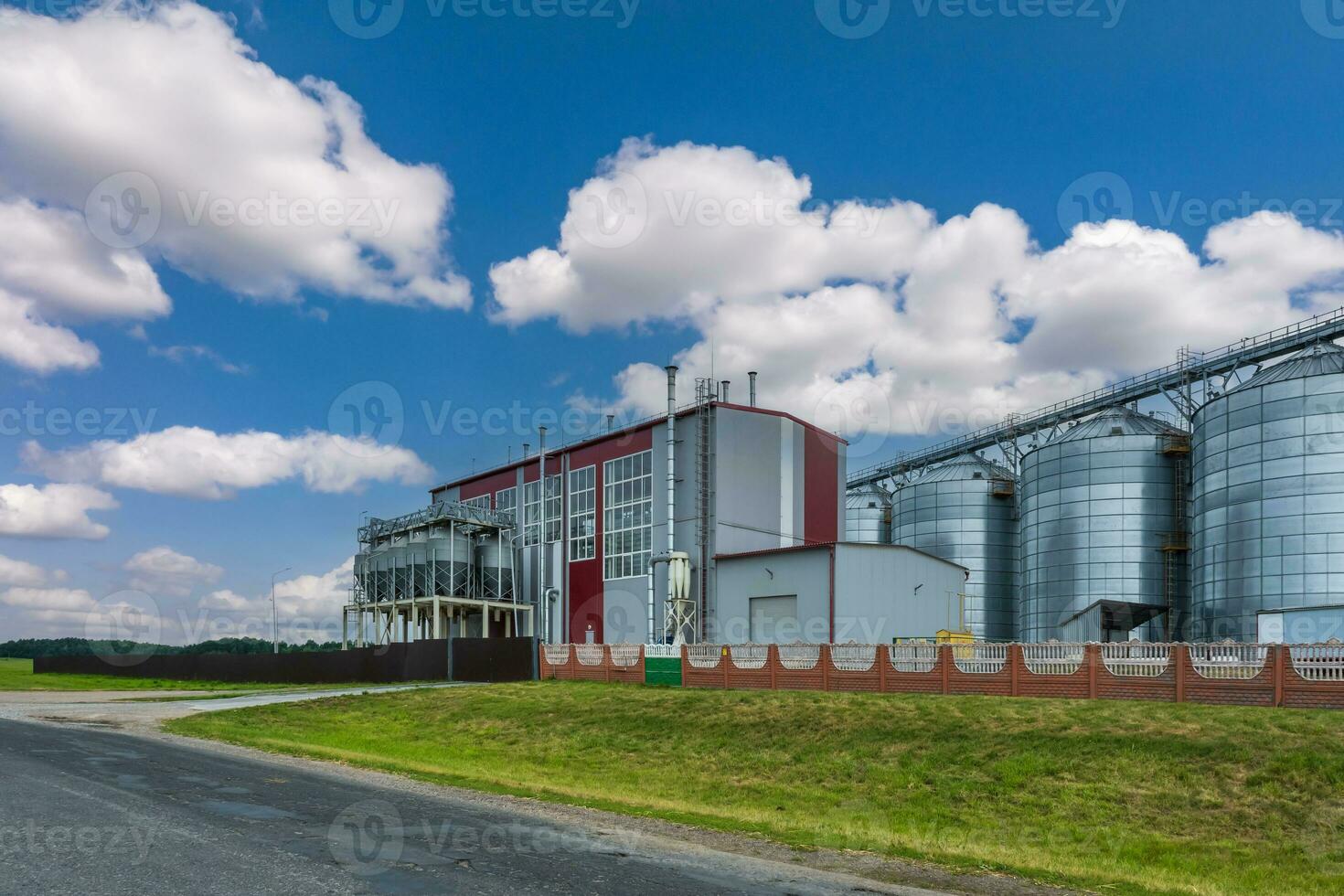 agro-processing plant for processing and silos for drying cleaning and storage of agricultural products, flour, cereals and grain photo