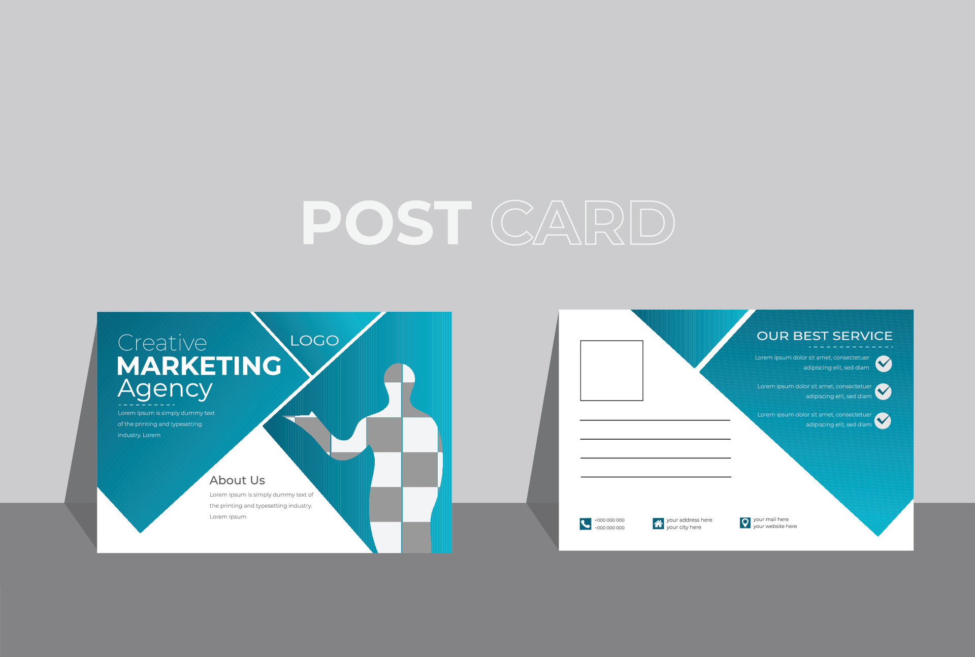 Creative and simple business marketing postcard template Gradient Creative and simple business marketing postcard template Gradient