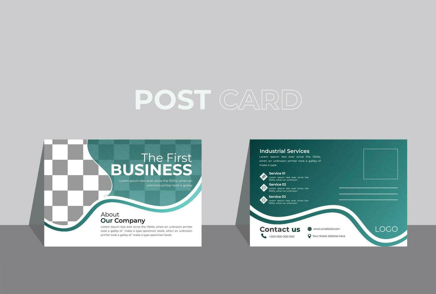 Professional Vector The first business agency postcard design template. Gradient color use design.