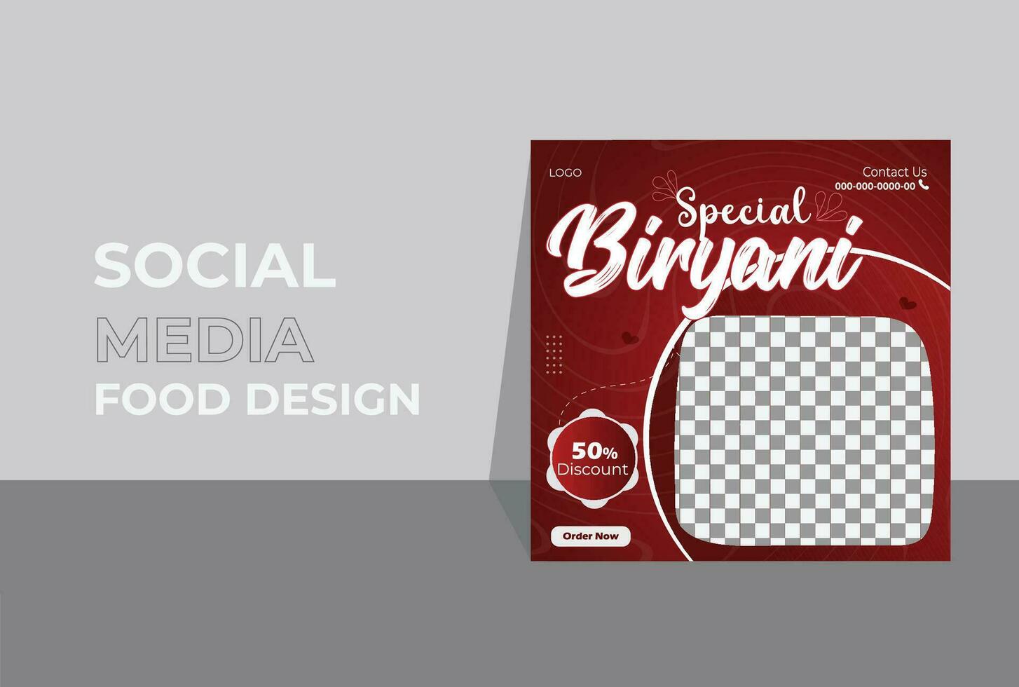 Unique special biryani food social media promotion and  banner post design template vector