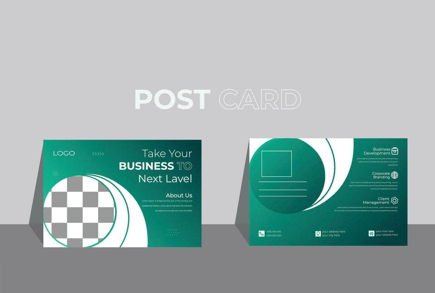 Corporate business postcard design template. Flat vector design template.