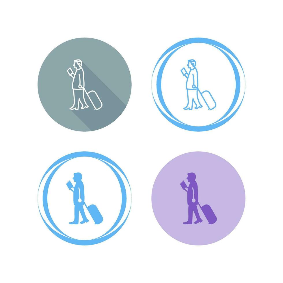 Walking with Luggage Vector Icon