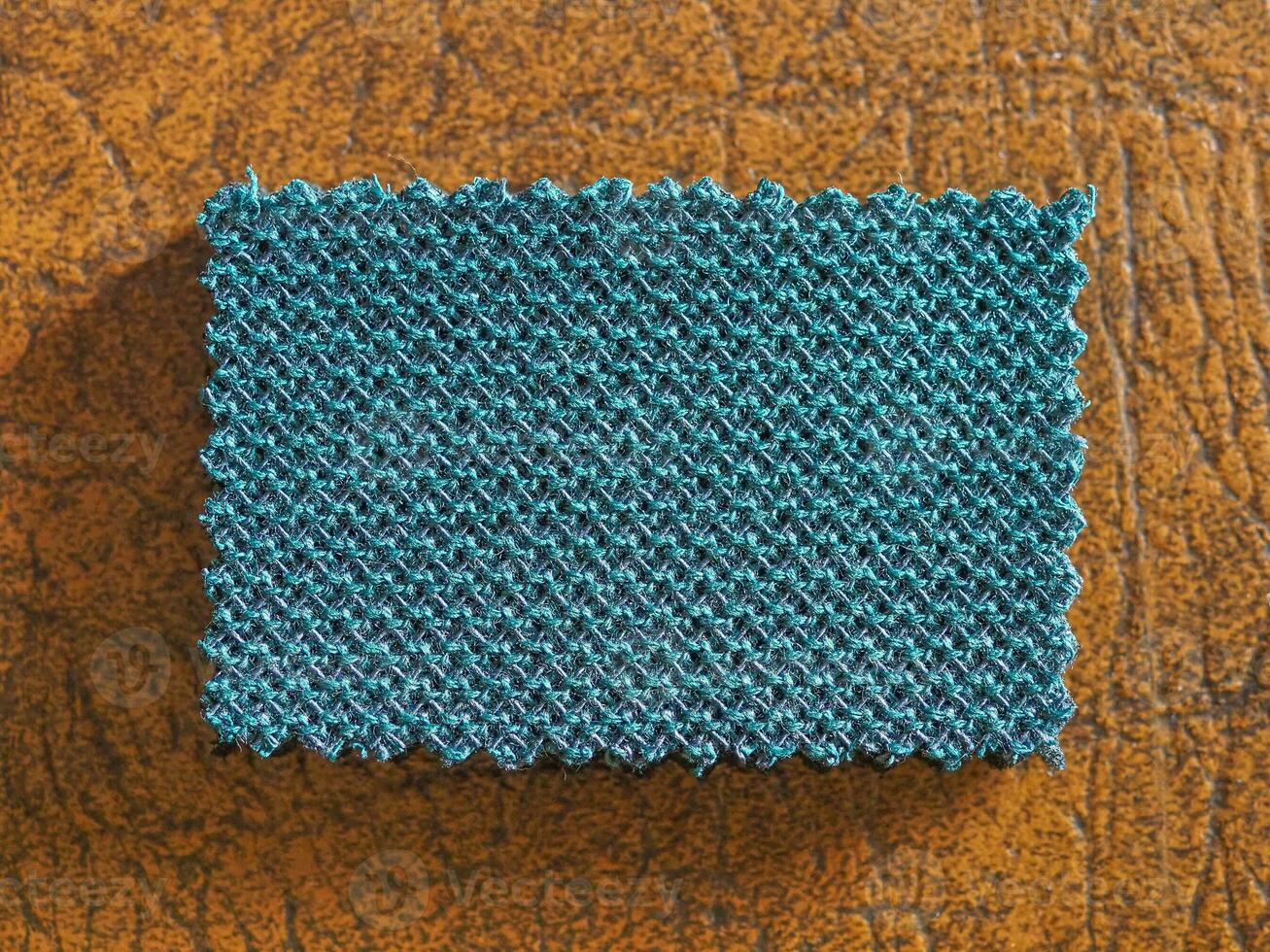 industrial style blue green zigzag fabric sample photo