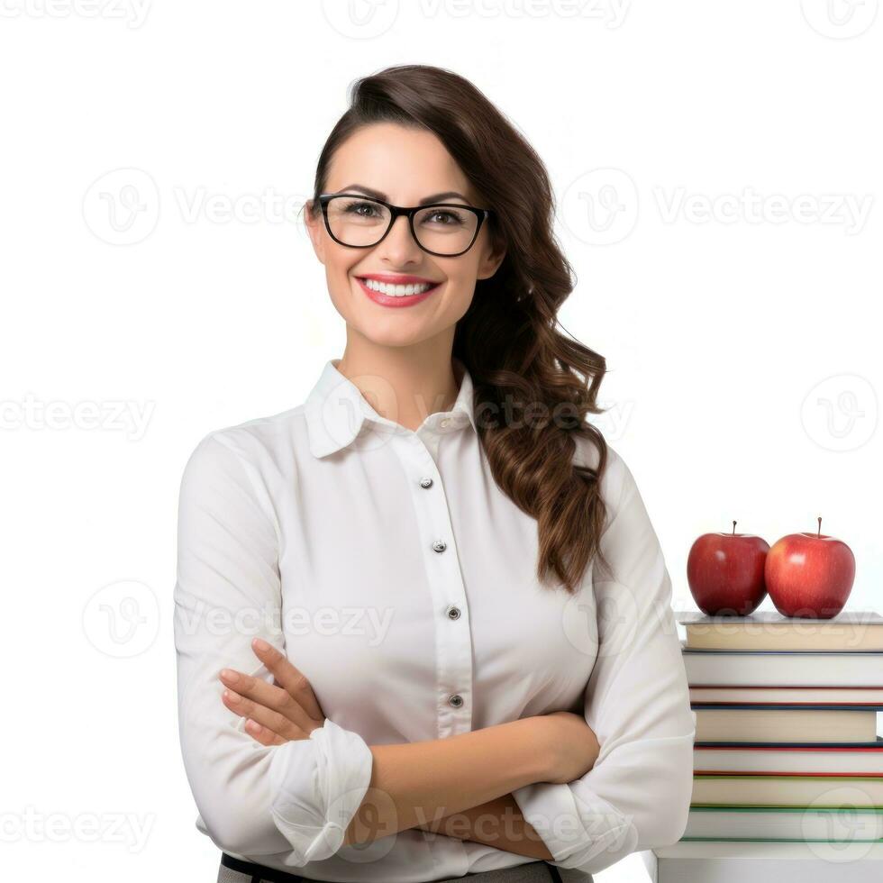 Attractive school teacher isolated photo
