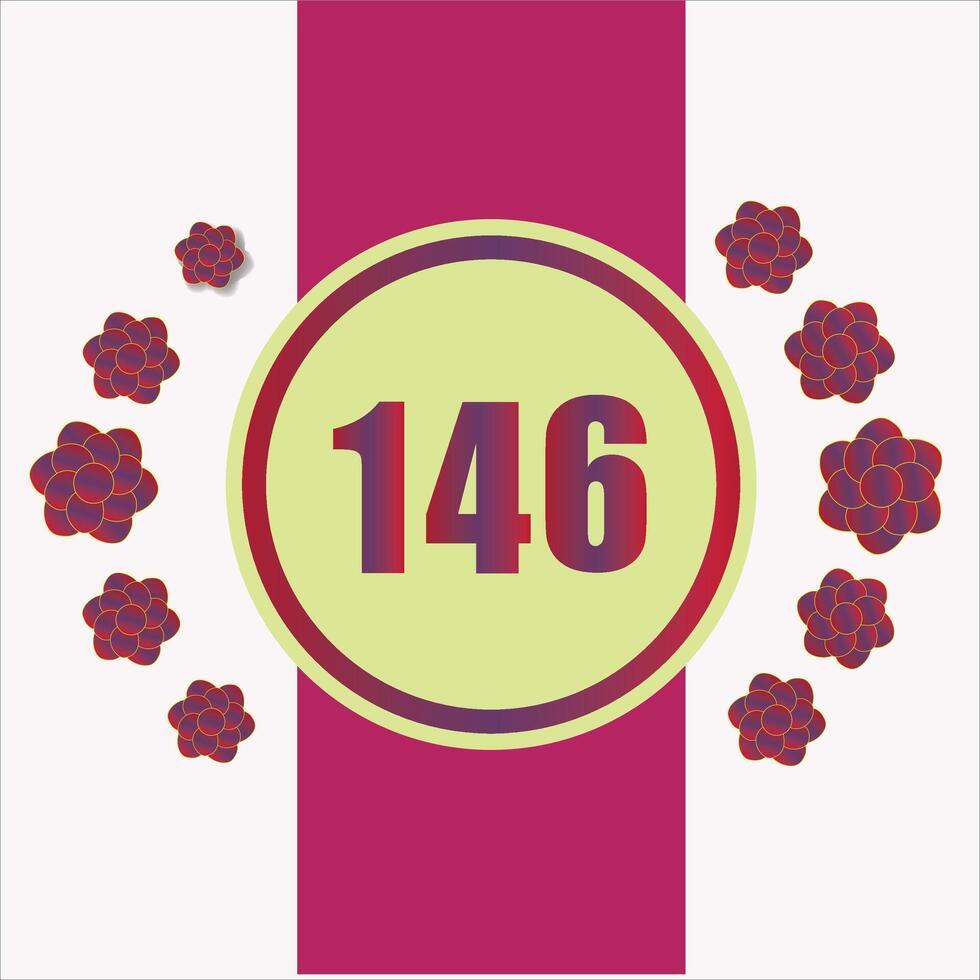 Flower design and number 146 red background color 26666184 Vector Art
