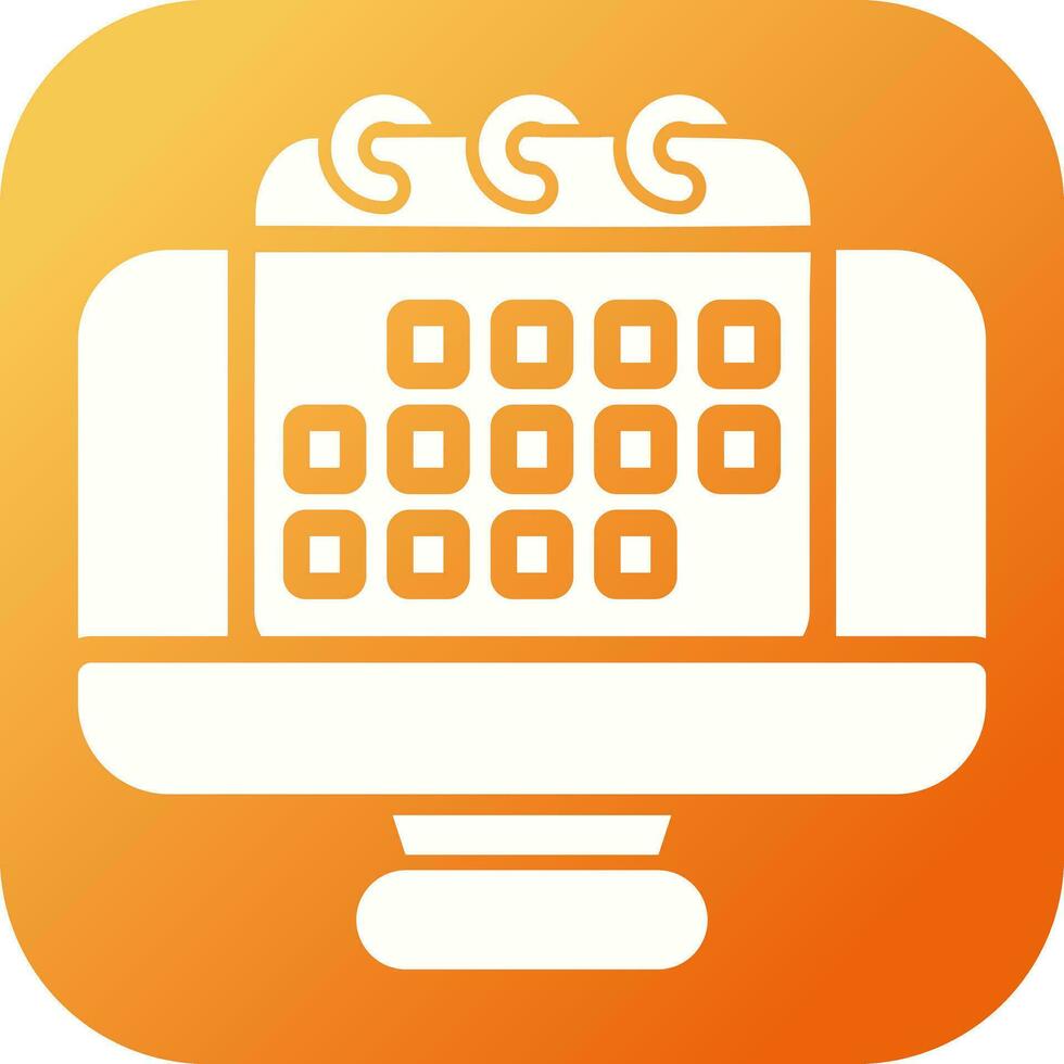 Desktop computer with cale Vector Icon