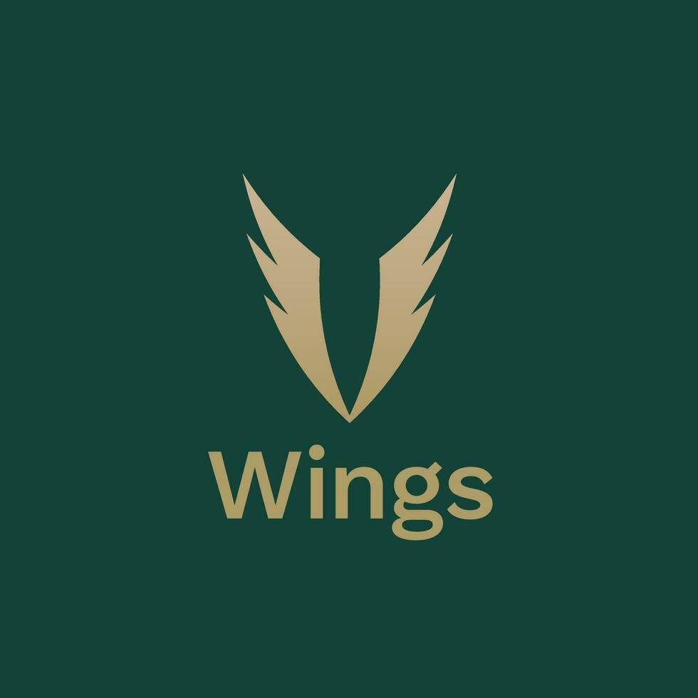 luxury golden wing logo on green background. vector