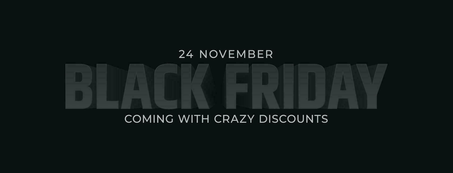 Black friday extra wide banner design with 3d popup effect. vector