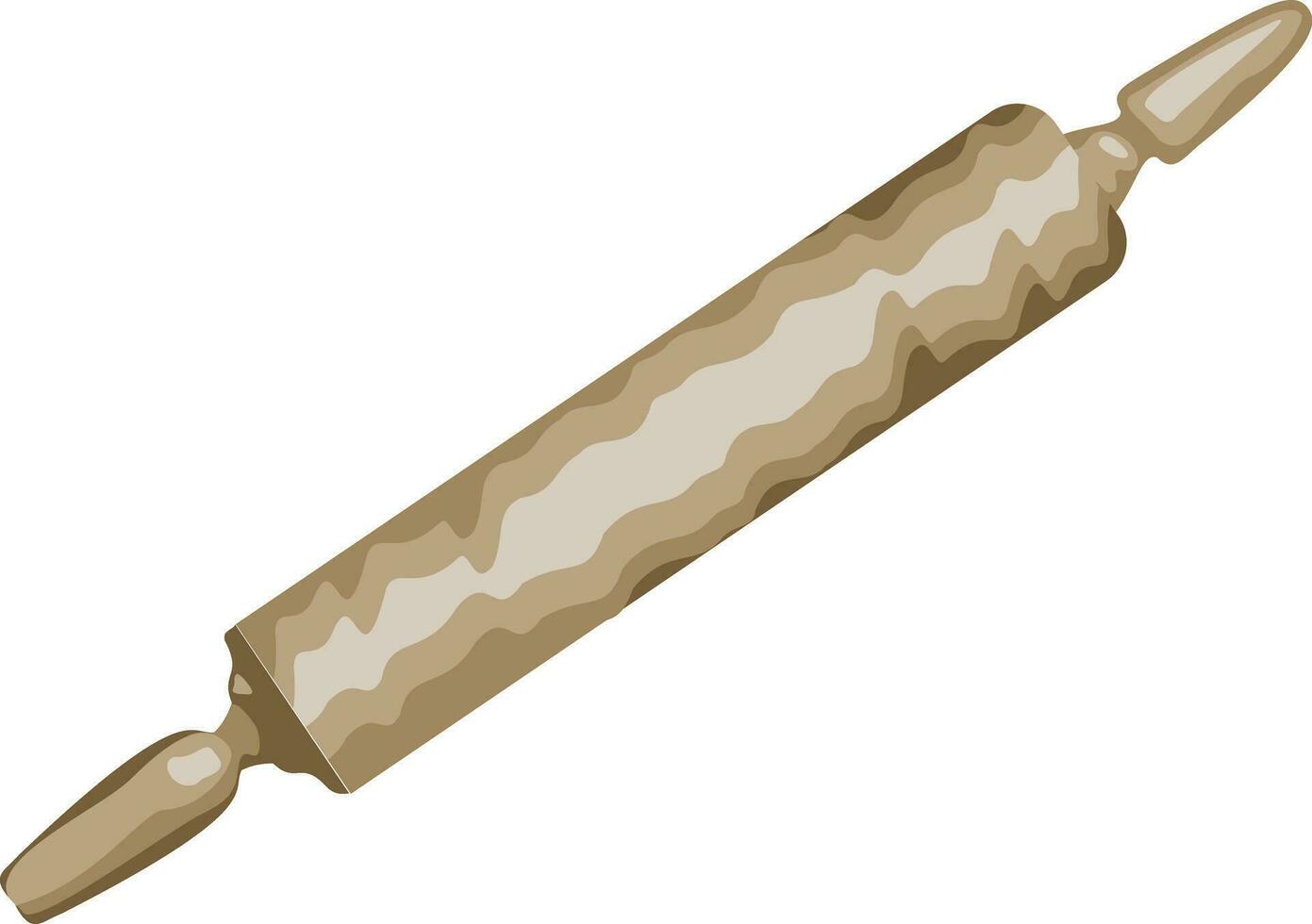 Long Wooden Rolling Pin ln Beige vector