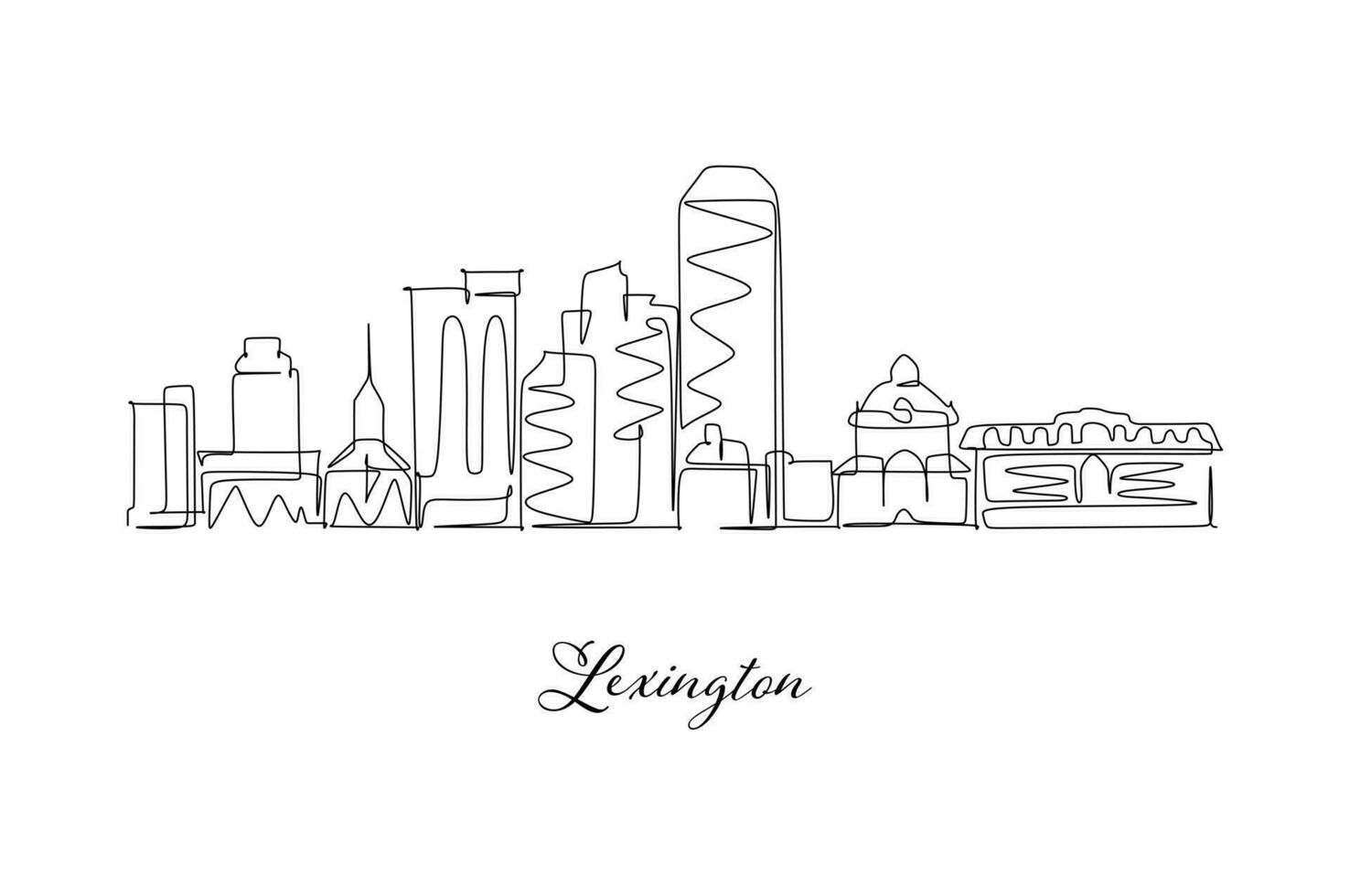 Lexington skyline continuous line drawing hand drawn style design for travel and tourism concept vector