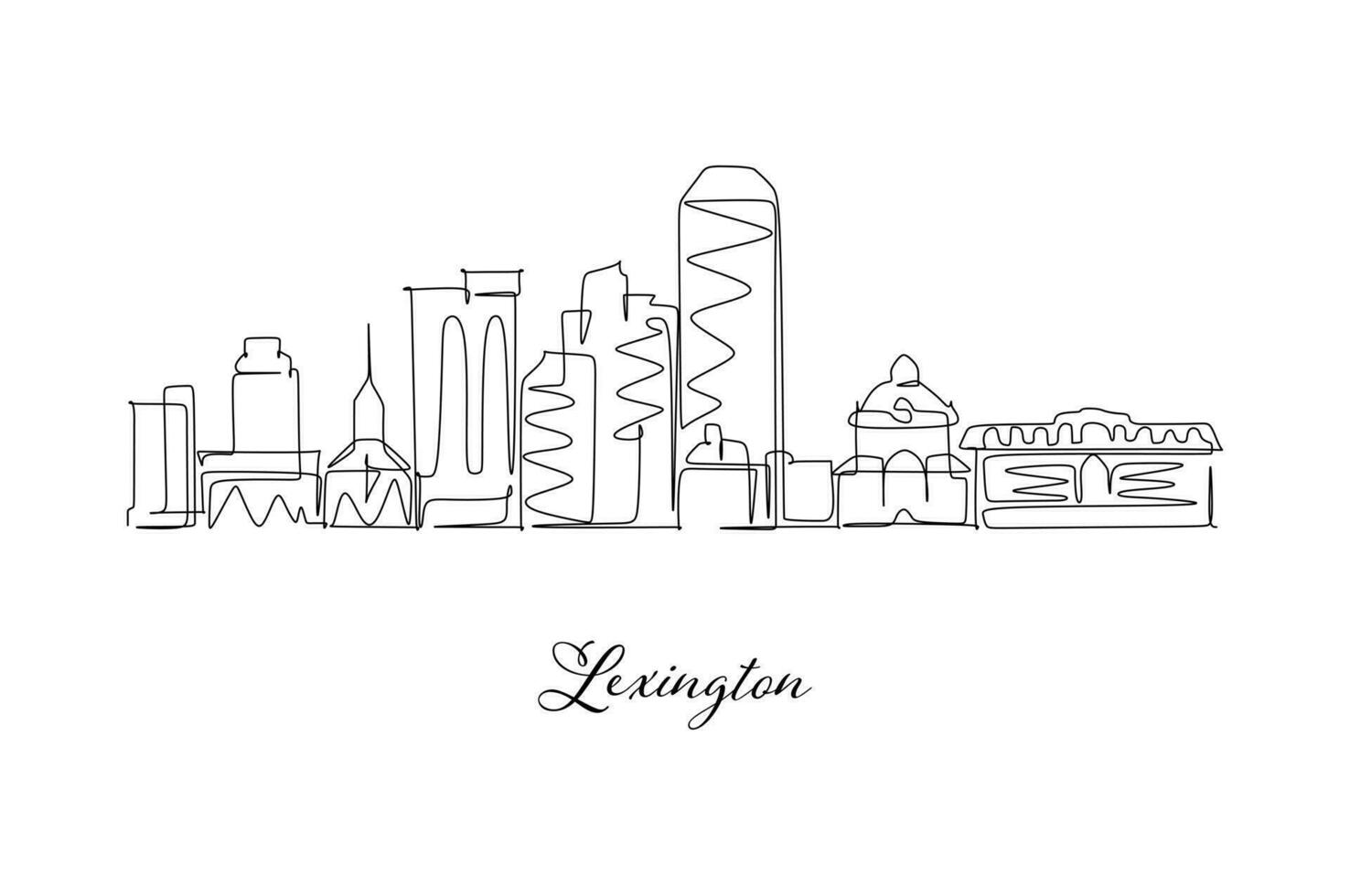 Lexington horizonte continuo línea dibujo mano dibujado estilo diseño para viaje y turismo concepto vector