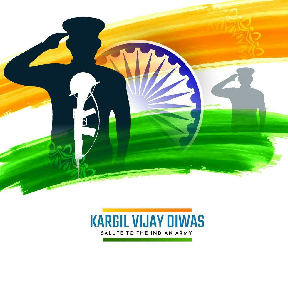 kargil vijiay diwas celebracion saludo tarjeta diseño vector