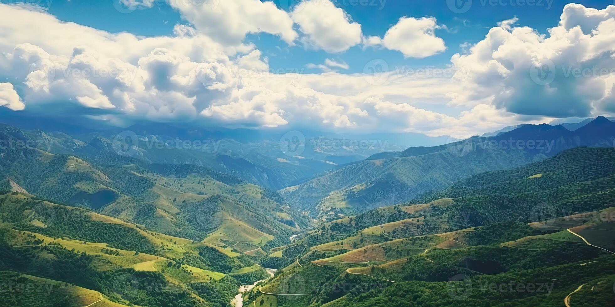 . . Adventure outdoor wild vacation trip landscape beautiful background. Mountains valley. Graphic Art photo