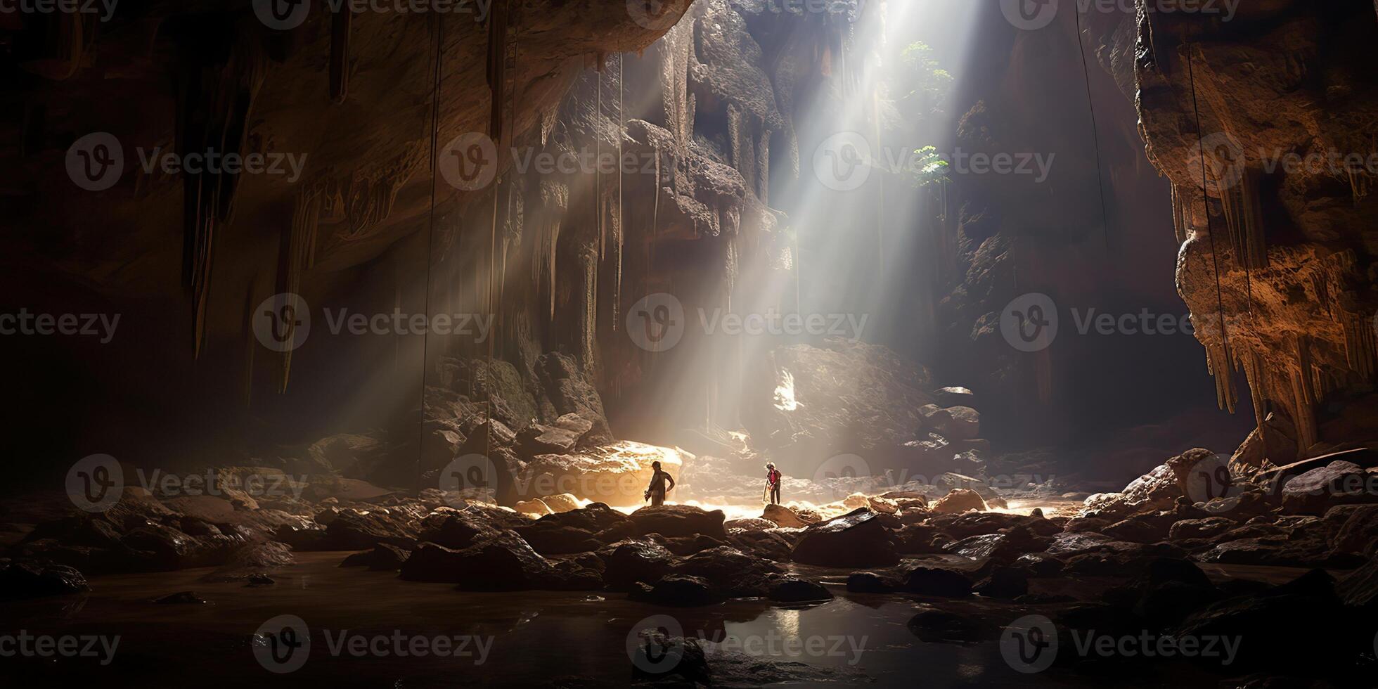 . . Under ground outdoor nature cave with light scene. Adventure explore trip vacation tour vibe. Graphic Art photo