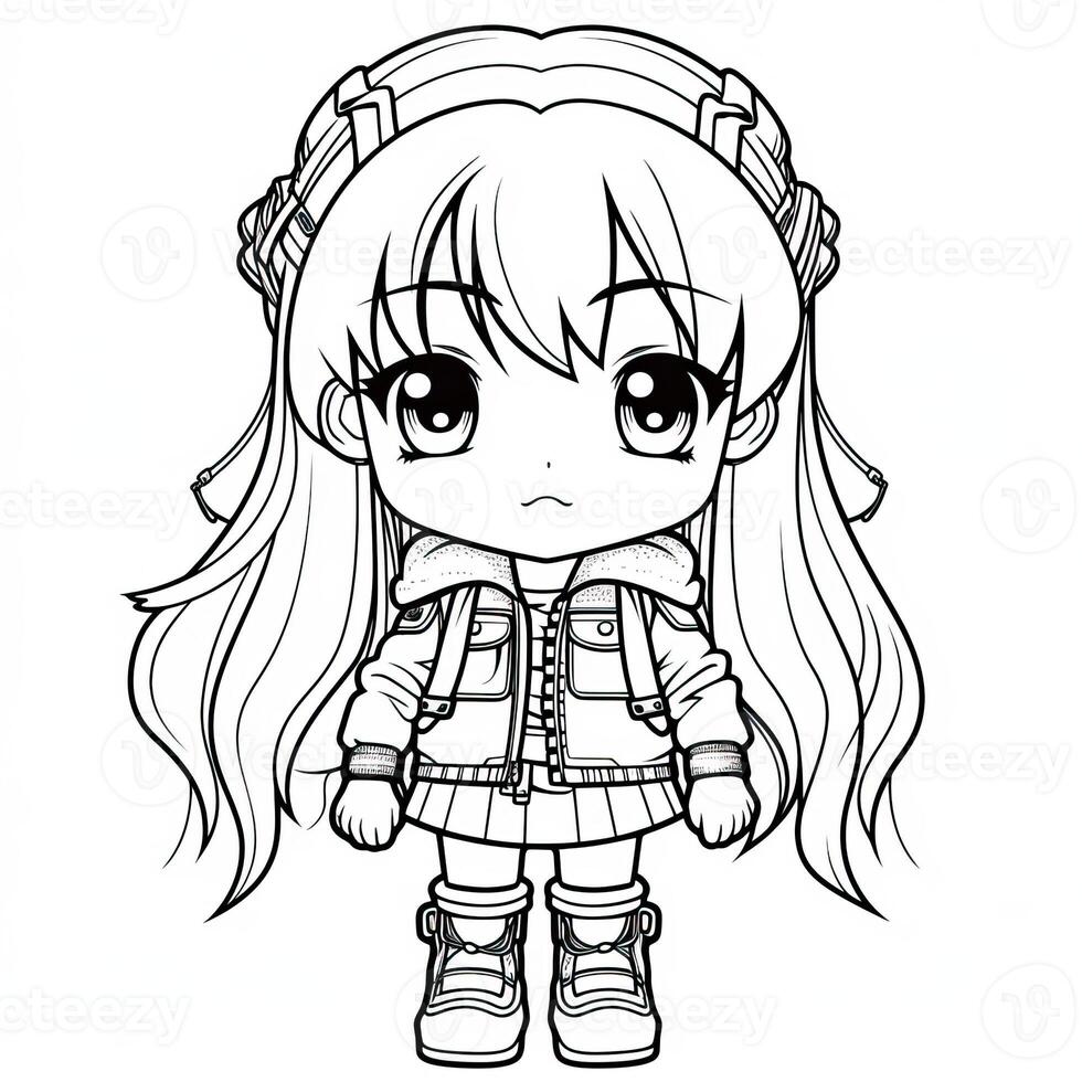 Anime Girl Coloring Pages photo