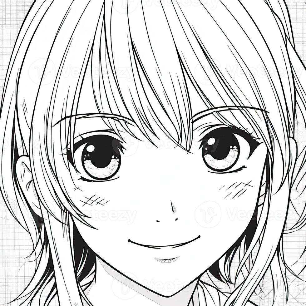 Anime Girl Coloring Pages 26672868 Stock Photo at Vecteezy