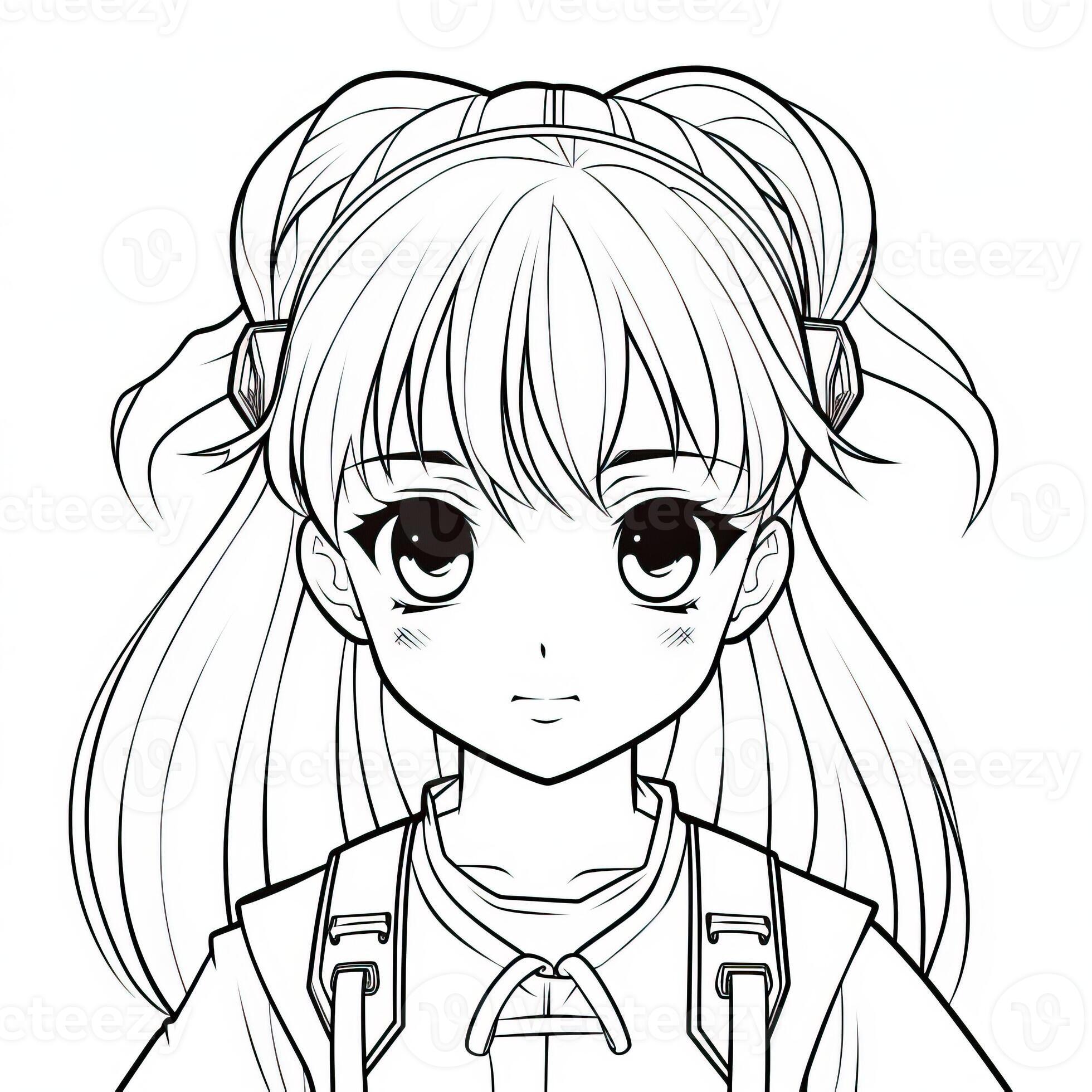 Anime Girl Coloring Pages 26672874 Stock Photo at Vecteezy