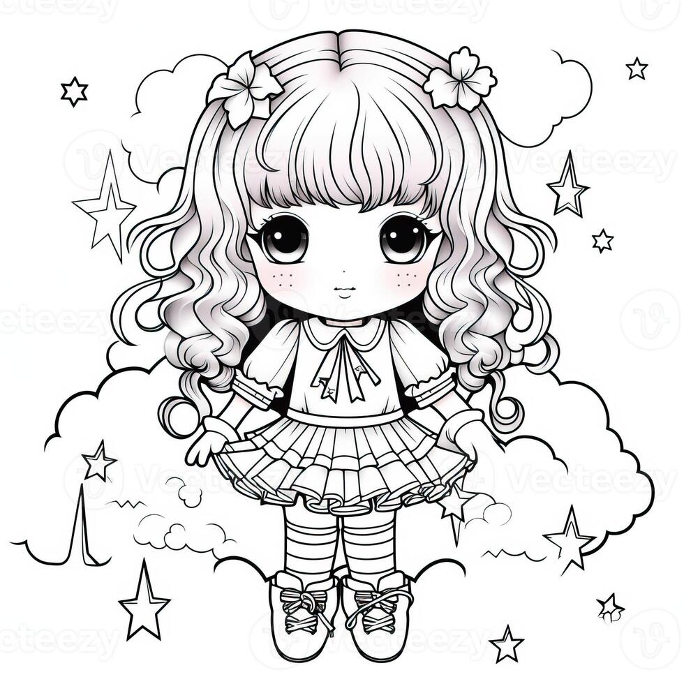 Anime Girl Coloring Pages photo