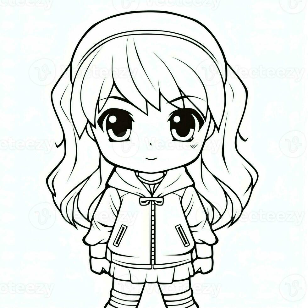 Anime Girl Coloring Pages photo