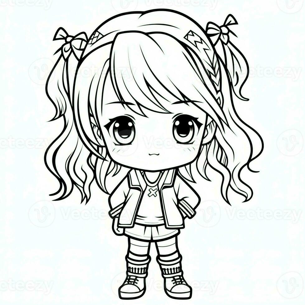 Anime Girl Coloring Pages photo