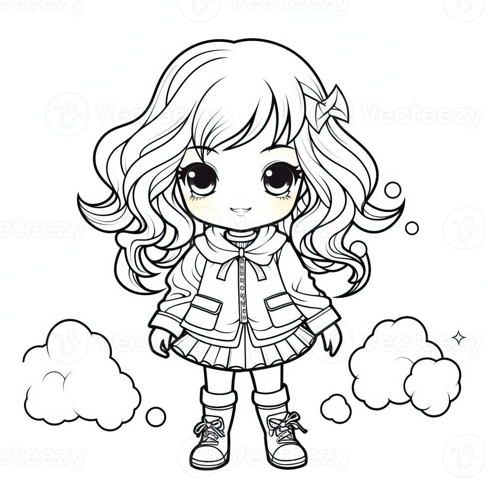 Anime Girl Coloring Pages photo