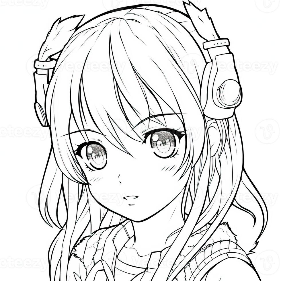 Anime Girl Coloring Pages photo