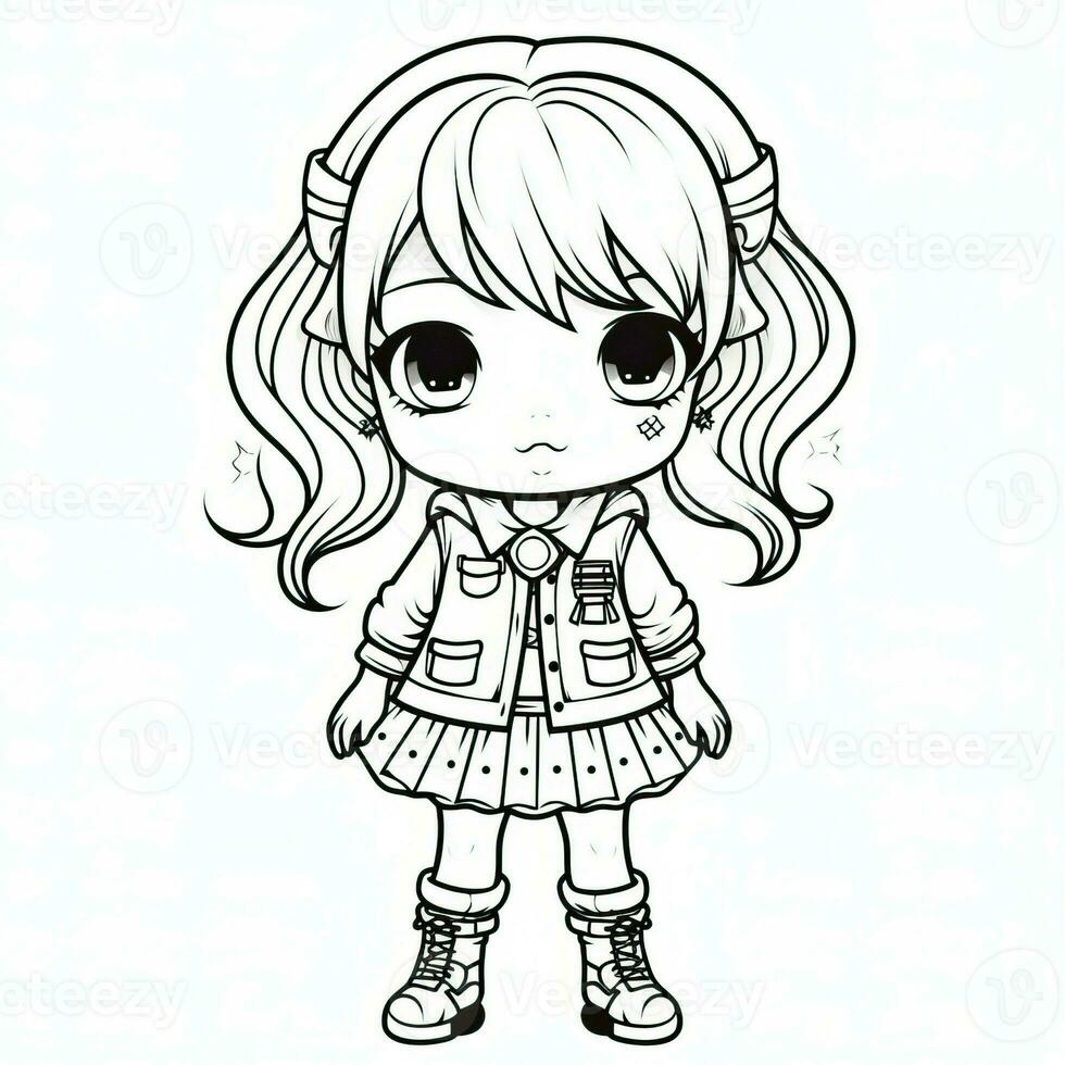 Anime Girl Coloring Pages photo