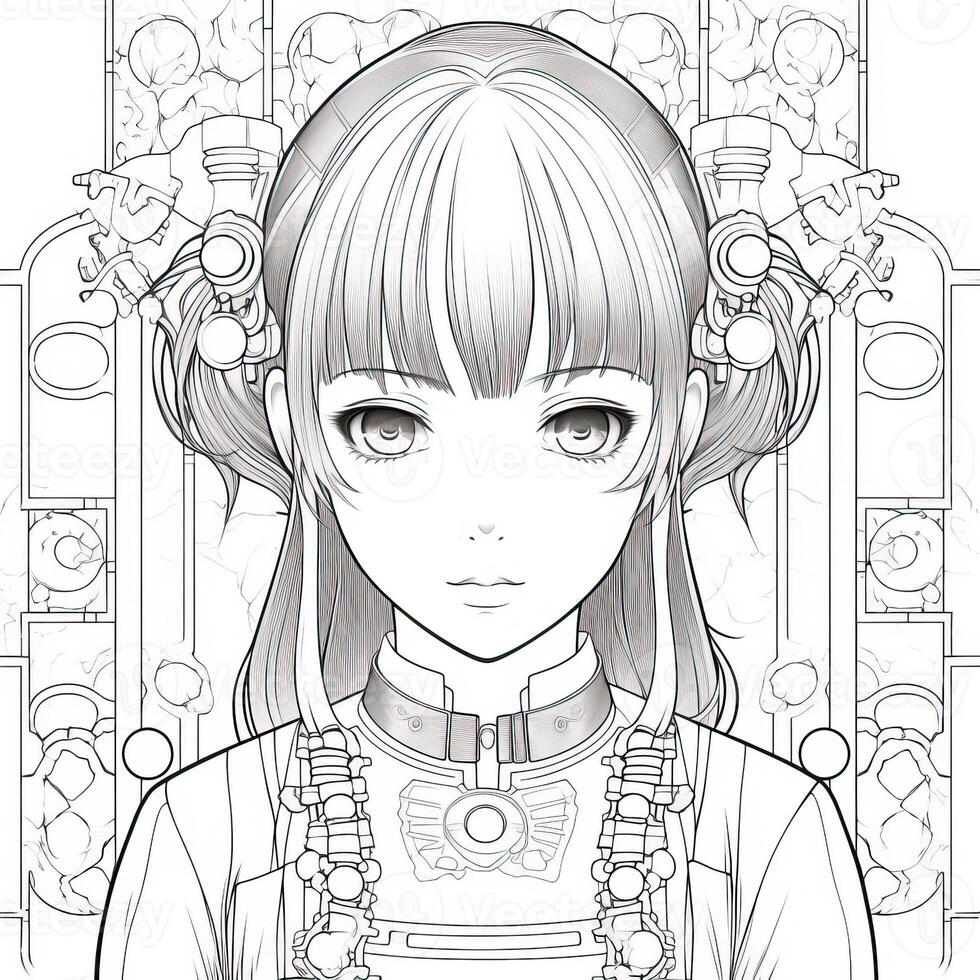 Anime Girl Coloring Pages photo